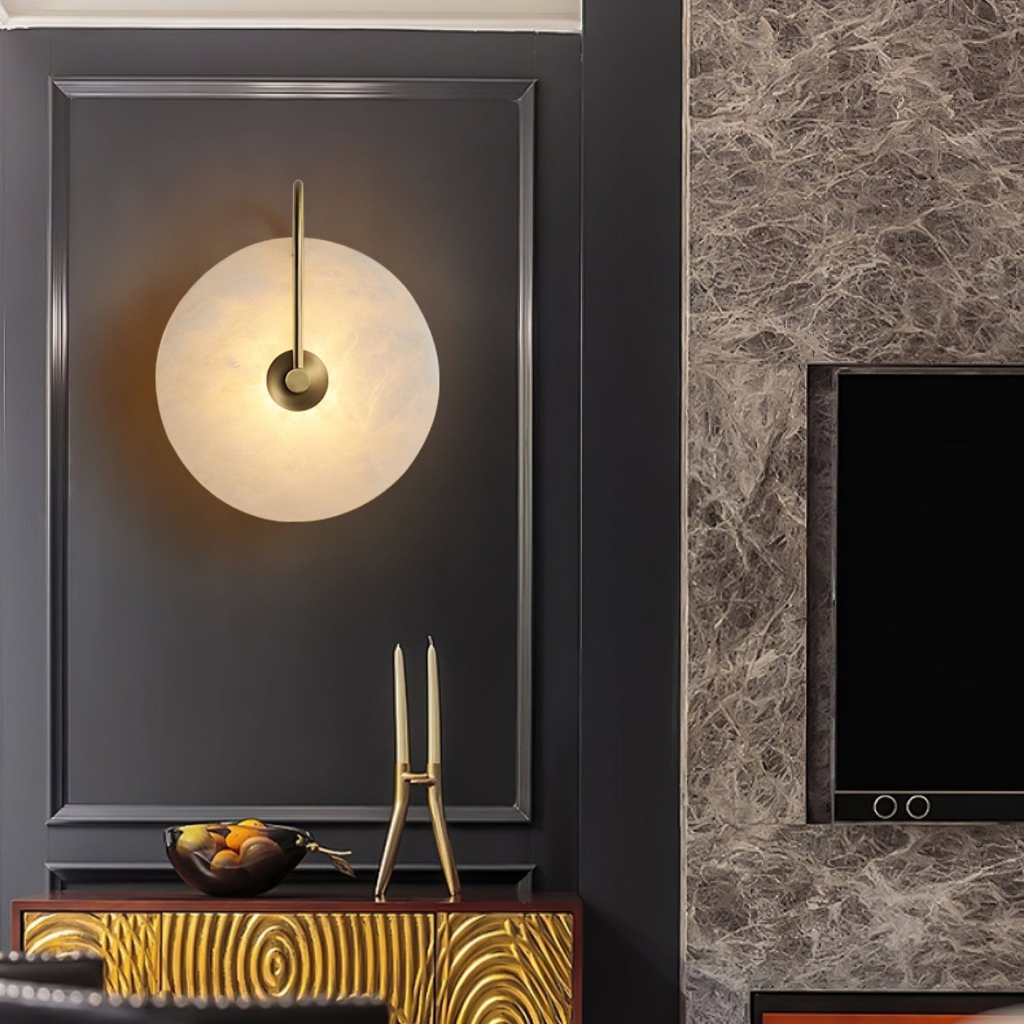 Alabaster LED Plug-In Wall Lamp - Dimmable, Energy Efficient Lighting