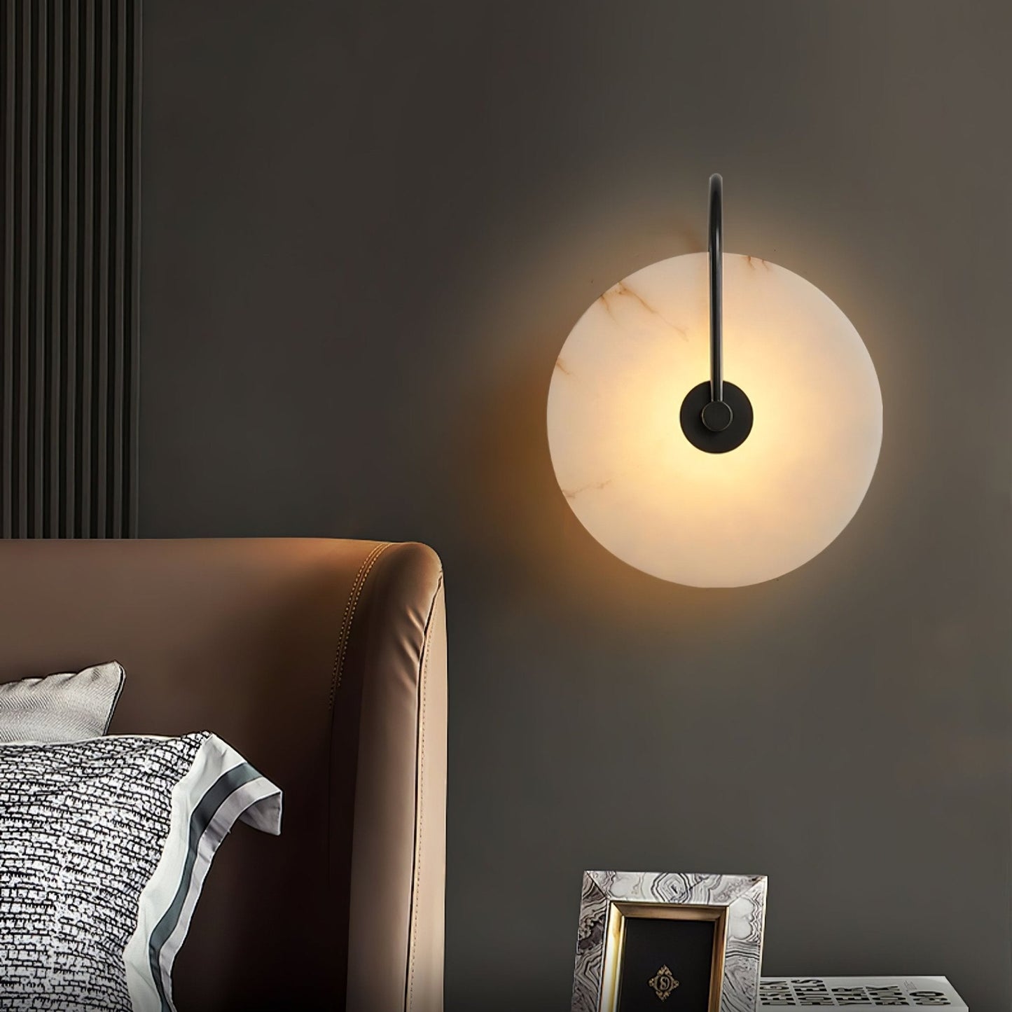 Alabaster LED Plug-In Wall Lamp - Dimmable, Energy Efficient Lighting