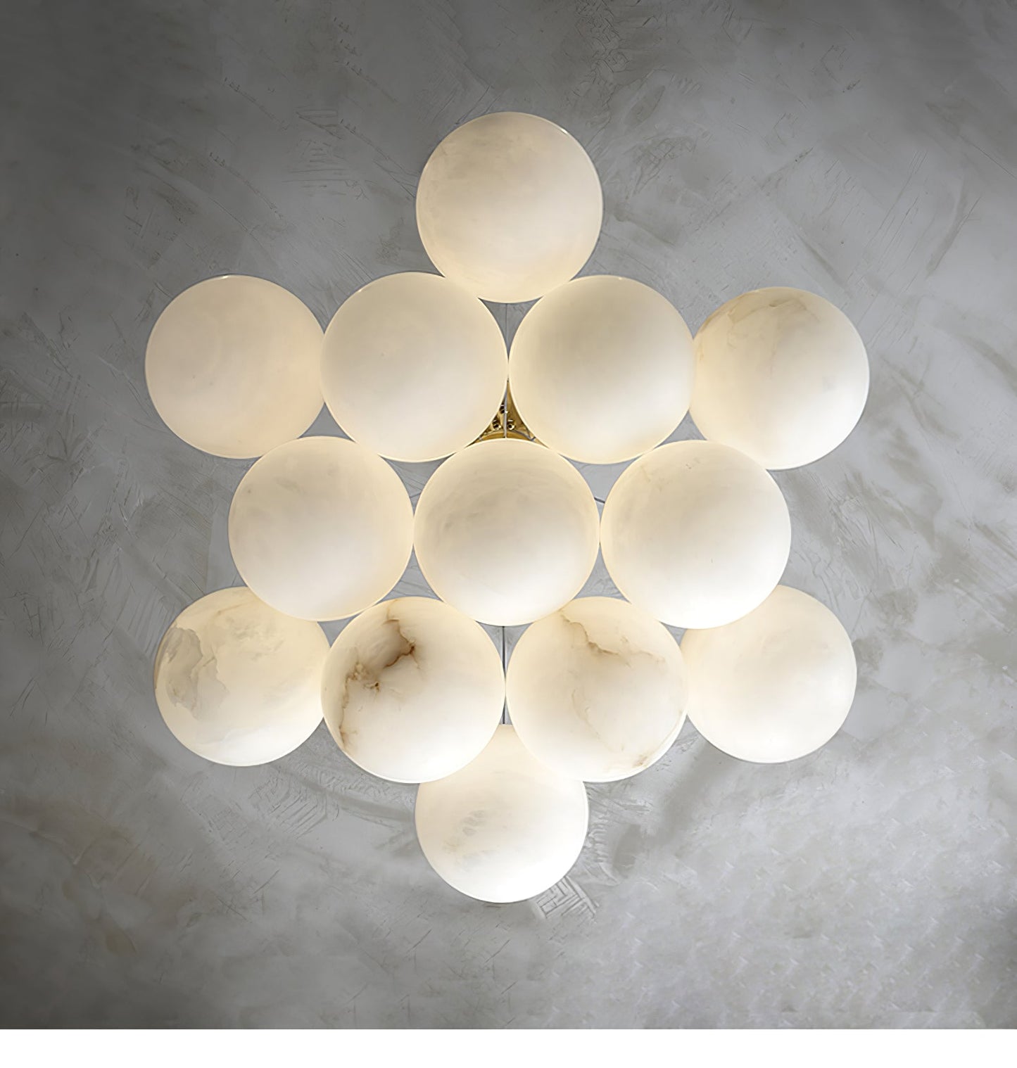 Elegant Alabaster Balls Chandelier - Adjustable Height & Soft Glow