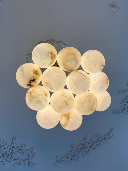 Elegant Alabaster Balls Chandelier - Adjustable Height & Soft Glow