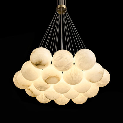 Elegant Alabaster Balls Chandelier - Adjustable Height & Soft Glow