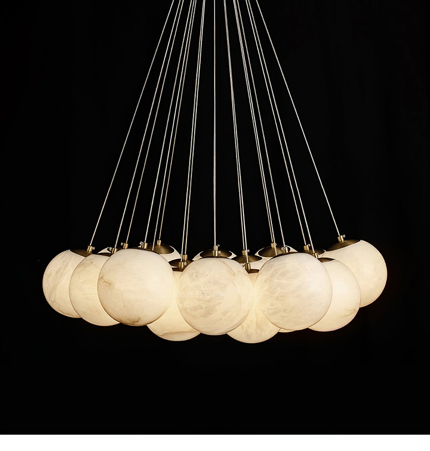 Elegant Alabaster Balls Chandelier - Adjustable Height & Soft Glow
