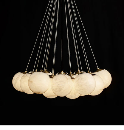 Elegant Alabaster Balls Chandelier - Adjustable Height & Soft Glow