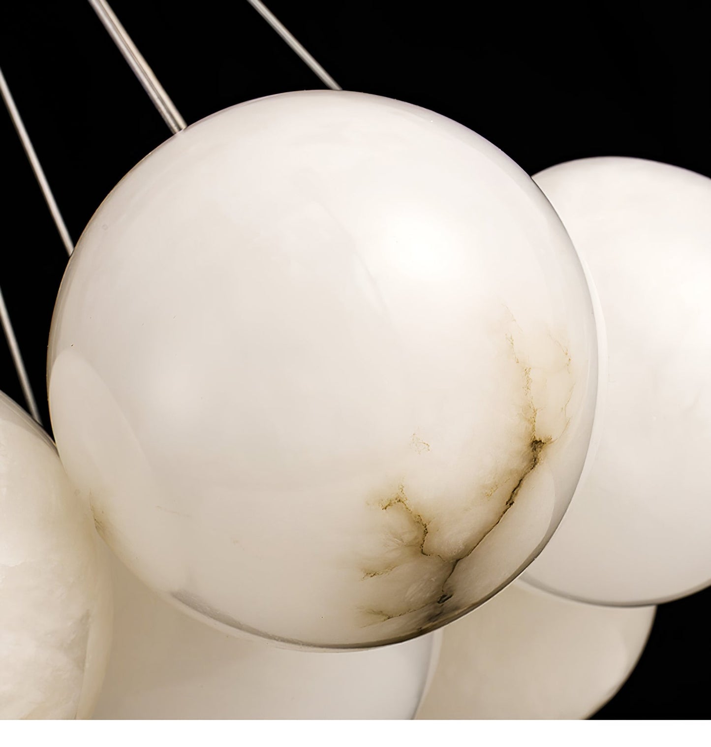 Elegant Alabaster Balls Chandelier - Adjustable Height & Soft Glow