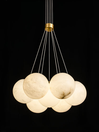 Elegant Alabaster Balls Chandelier - Adjustable Height & Soft Glow