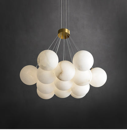 Elegant Alabaster Balls Chandelier - Adjustable Height & Soft Glow
