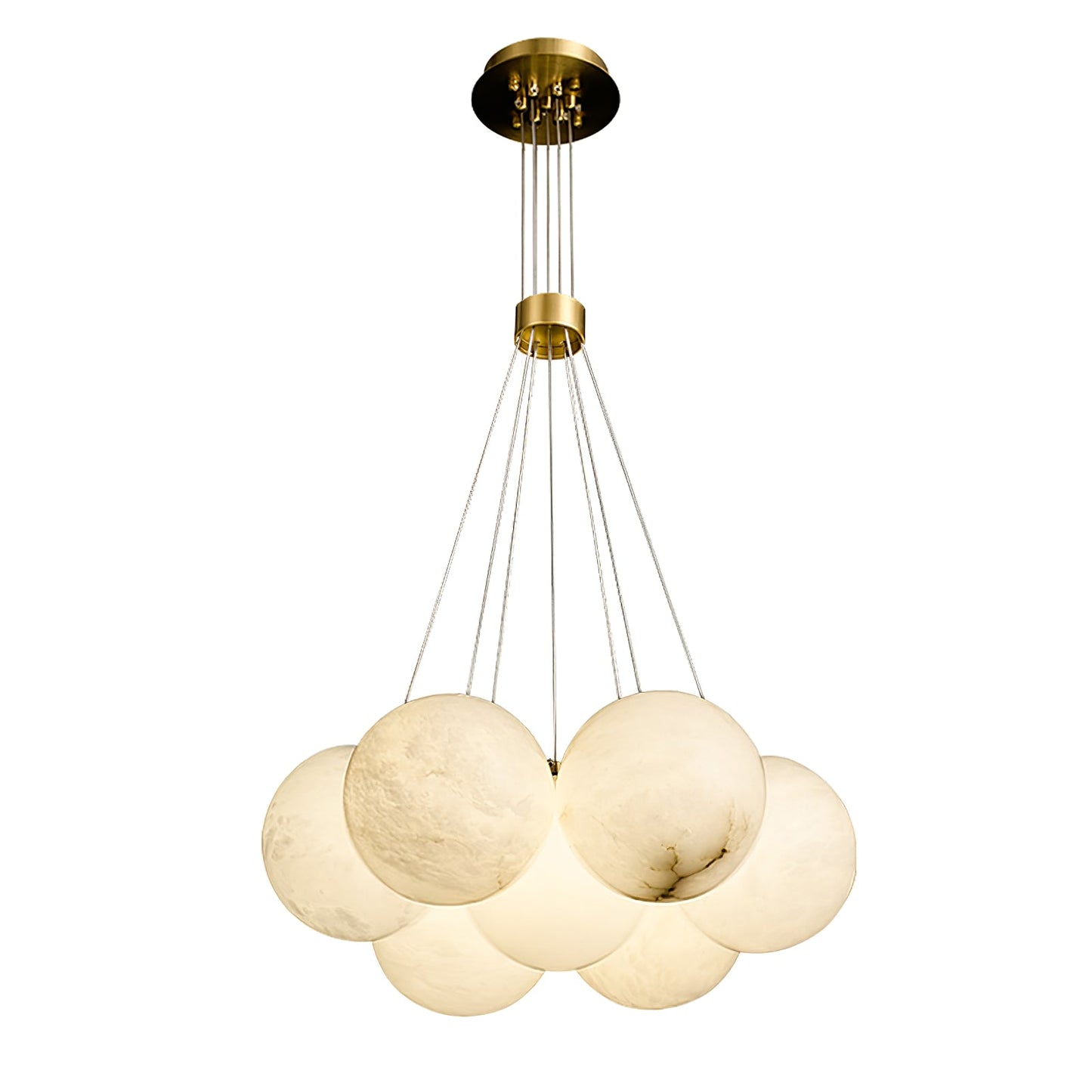 Elegant Alabaster Balls Chandelier - Adjustable Height & Soft Glow
