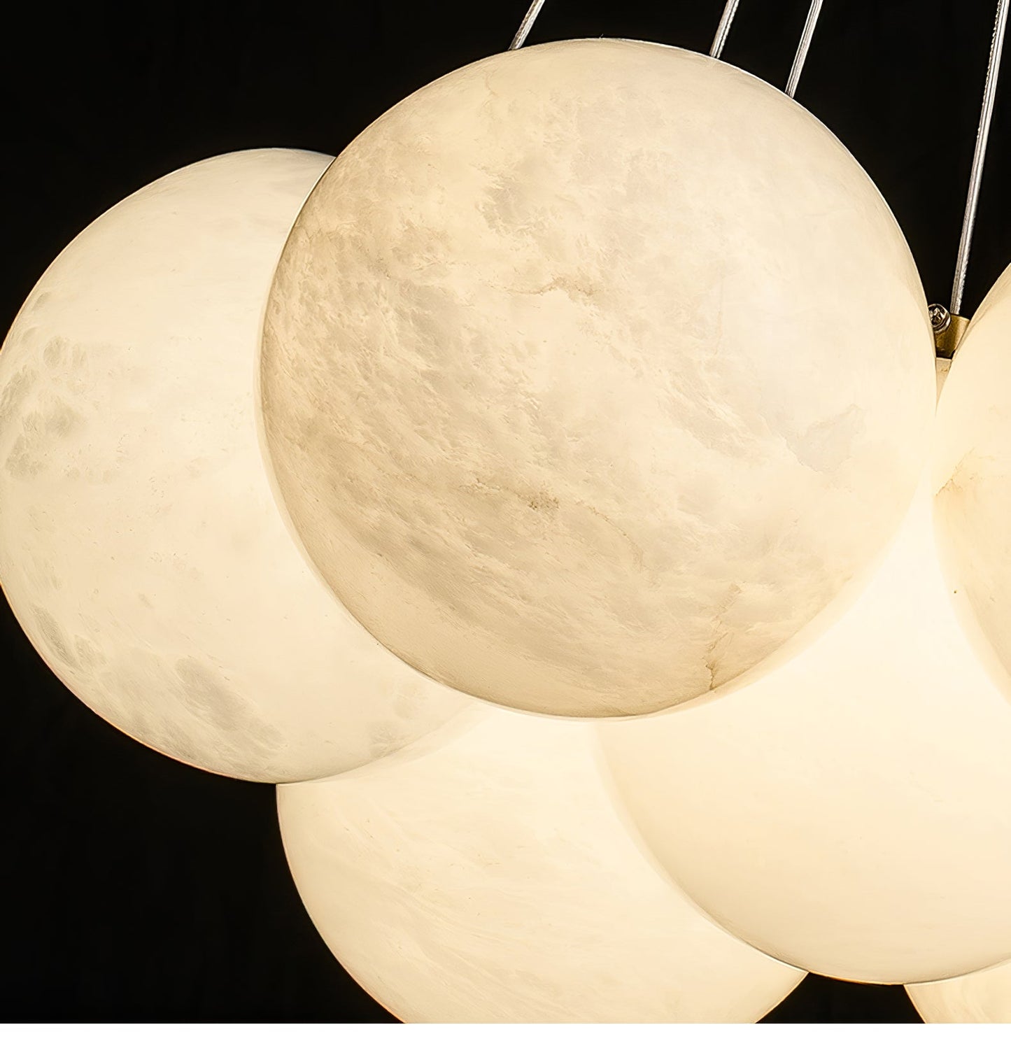 Elegant Alabaster Balls Chandelier - Adjustable Height & Soft Glow