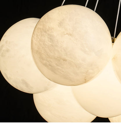 Elegant Alabaster Balls Chandelier - Adjustable Height & Soft Glow