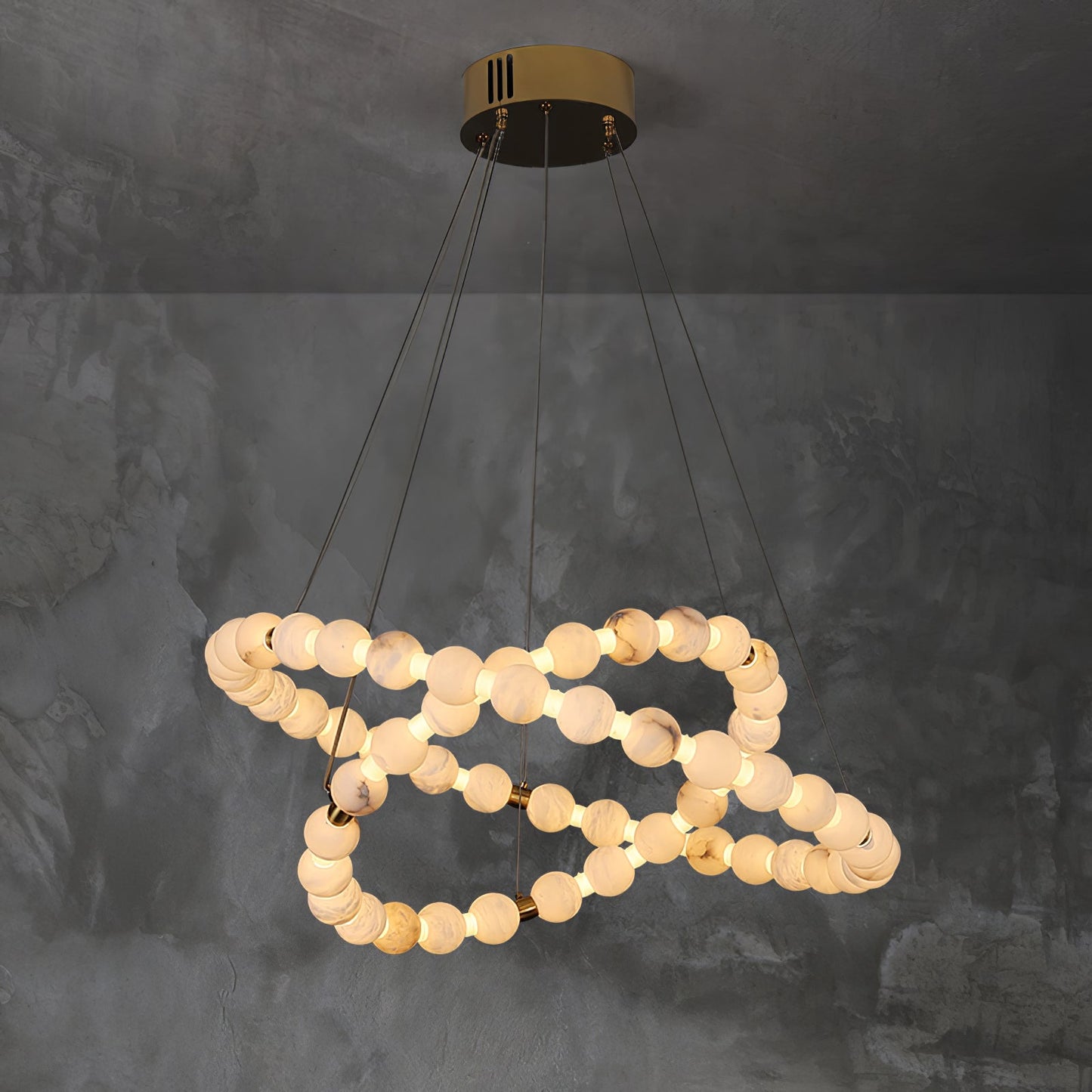 Alabaster Orb Ring Chandelier - Modern Design with Adjustable Height