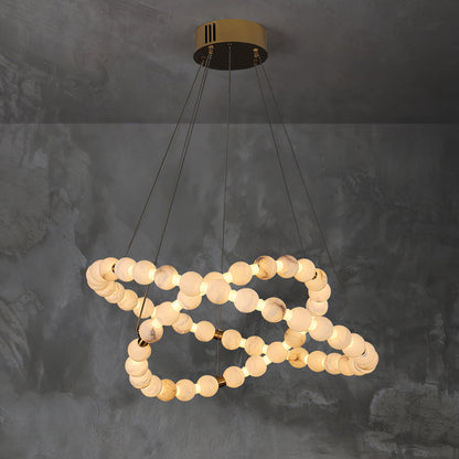 Alabaster Orb Ring Chandelier - Modern Design with Adjustable Height