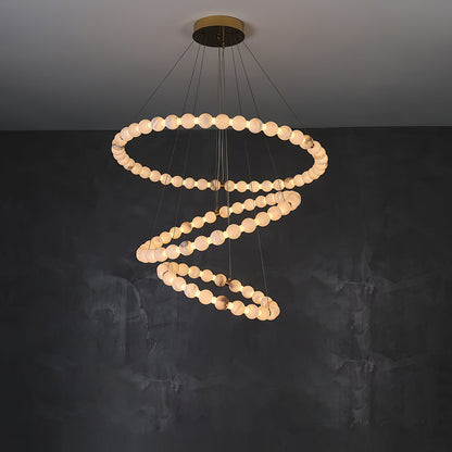 Alabaster Orb Ring Chandelier - Modern Design with Adjustable Height