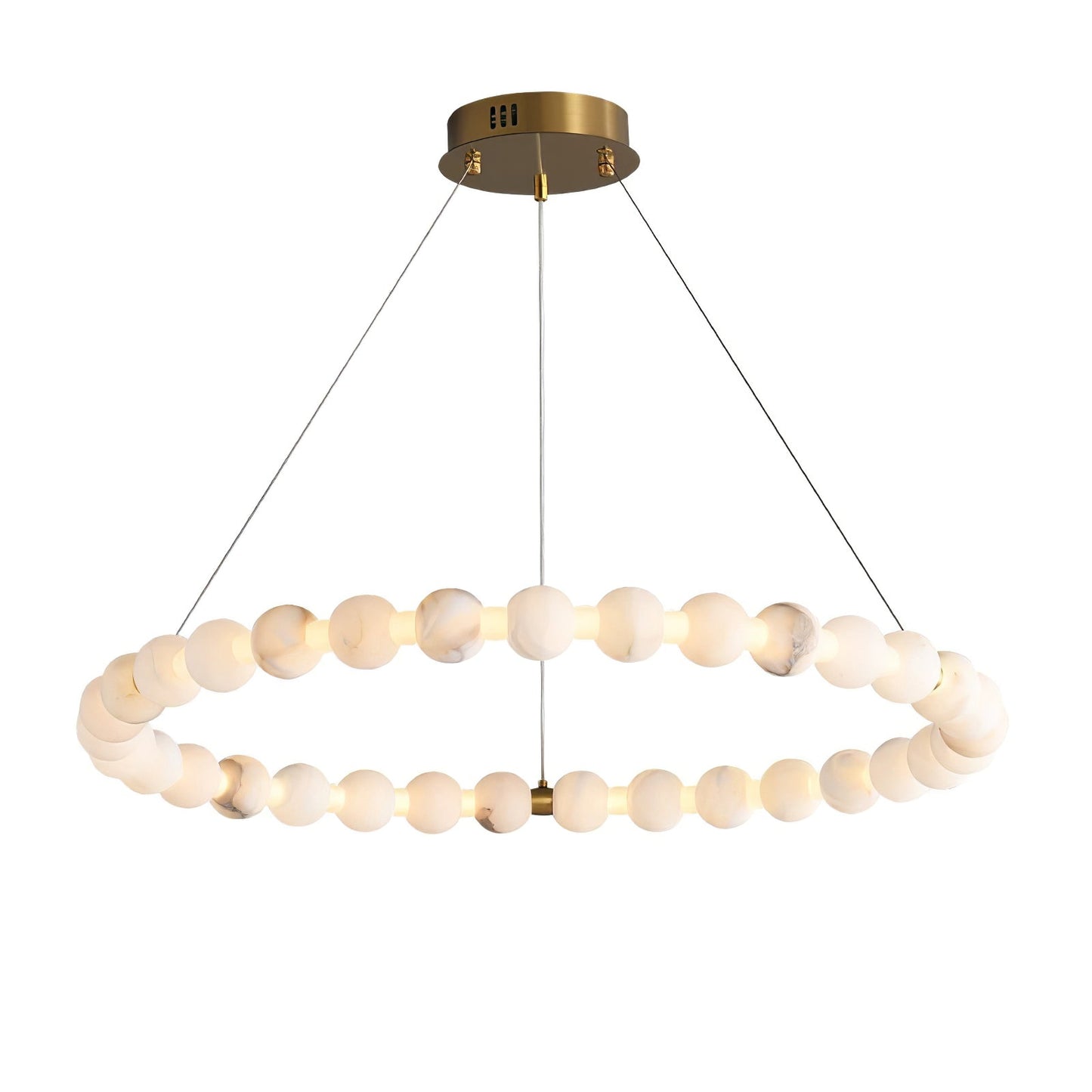 Alabaster Orb Ring Chandelier - Modern Design with Adjustable Height