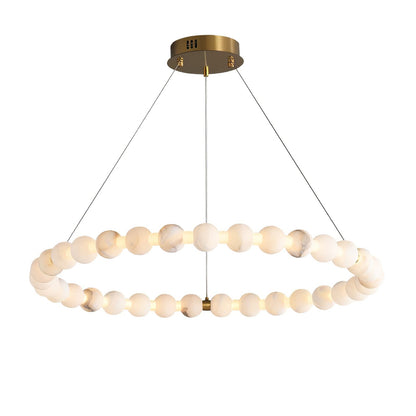 Alabaster Orb Ring Chandelier - Modern Design with Adjustable Height