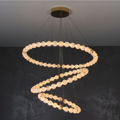 Alabaster Orb Ring Chandelier - Modern Design with Adjustable Height