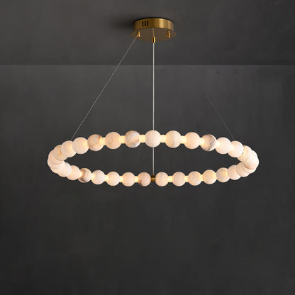 Alabaster Orb Ring Chandelier - Modern Design with Adjustable Height