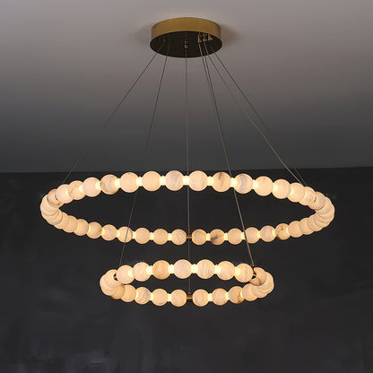 Alabaster Orb Ring Chandelier - Modern Design with Adjustable Height