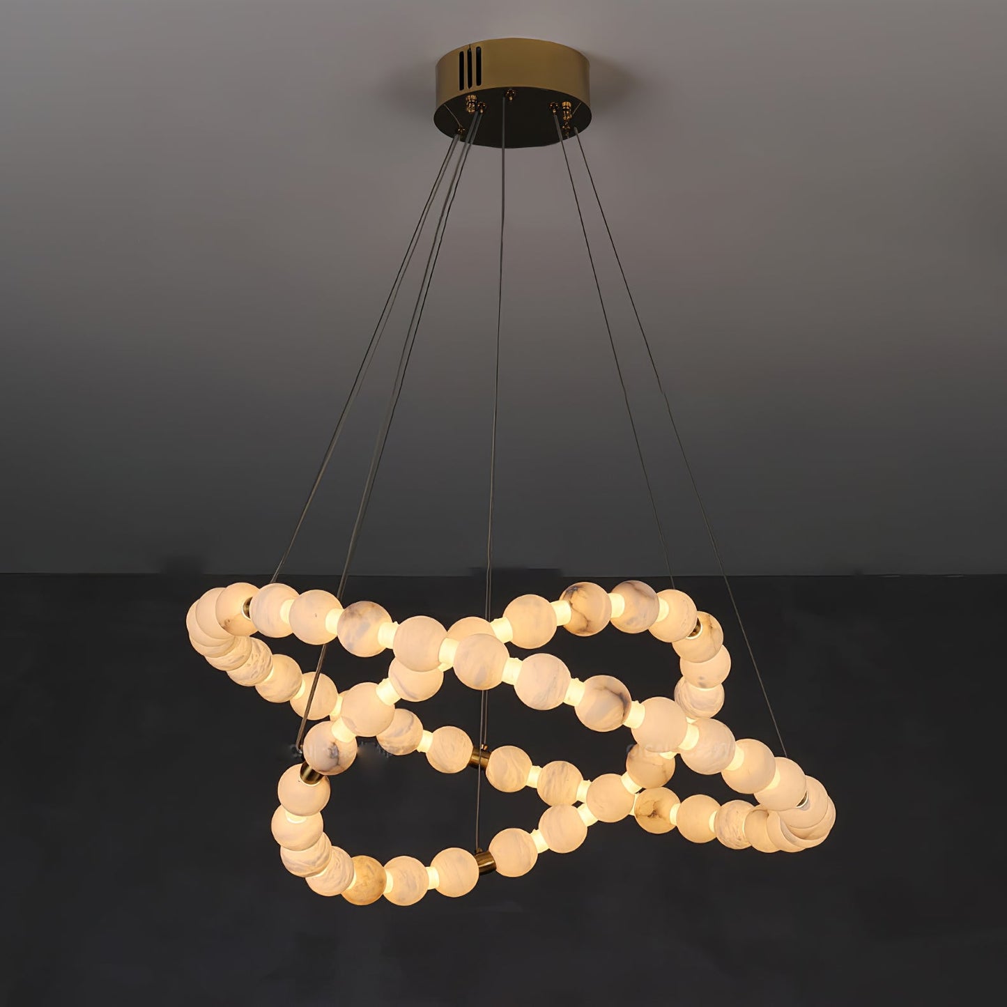 Alabaster Orb Ring Chandelier - Modern Design with Adjustable Height
