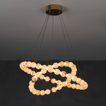 Alabaster Orb Ring Chandelier - Modern Design with Adjustable Height