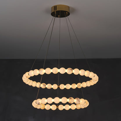 Alabaster Orb Ring Chandelier - Modern Design with Adjustable Height
