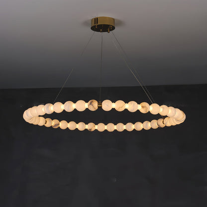 Alabaster Orb Ring Chandelier - Modern Design with Adjustable Height