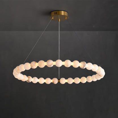 Alabaster Orb Ring Chandelier - Modern Design with Adjustable Height
