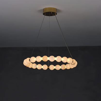 Alabaster Orb Ring Chandelier - Modern Design with Adjustable Height