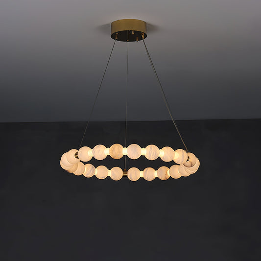 Alabaster Orb Ring Chandelier - Modern Design with Adjustable Height