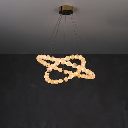 Alabaster Orb Ring Chandelier - Modern Design with Adjustable Height