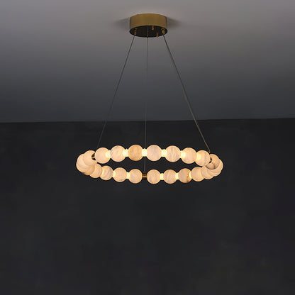 Alabaster Orb Ring Chandelier - Modern Design with Adjustable Height