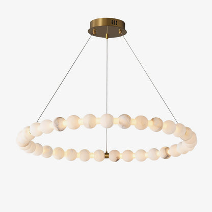 Alabaster Orb Ring Chandelier - Modern Design with Adjustable Height