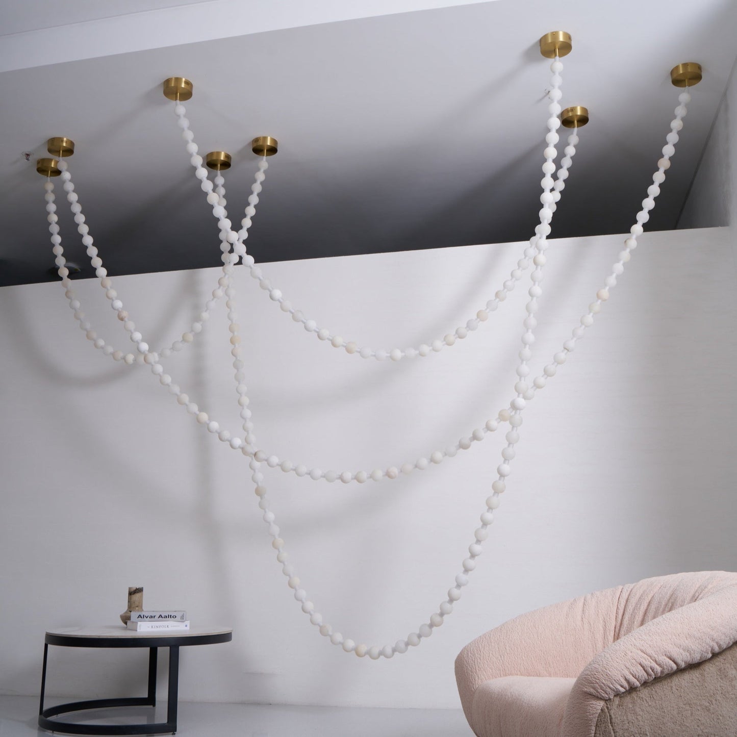 Elegant Alabaster Pearl Chandelier Necklace with Adjustable Length