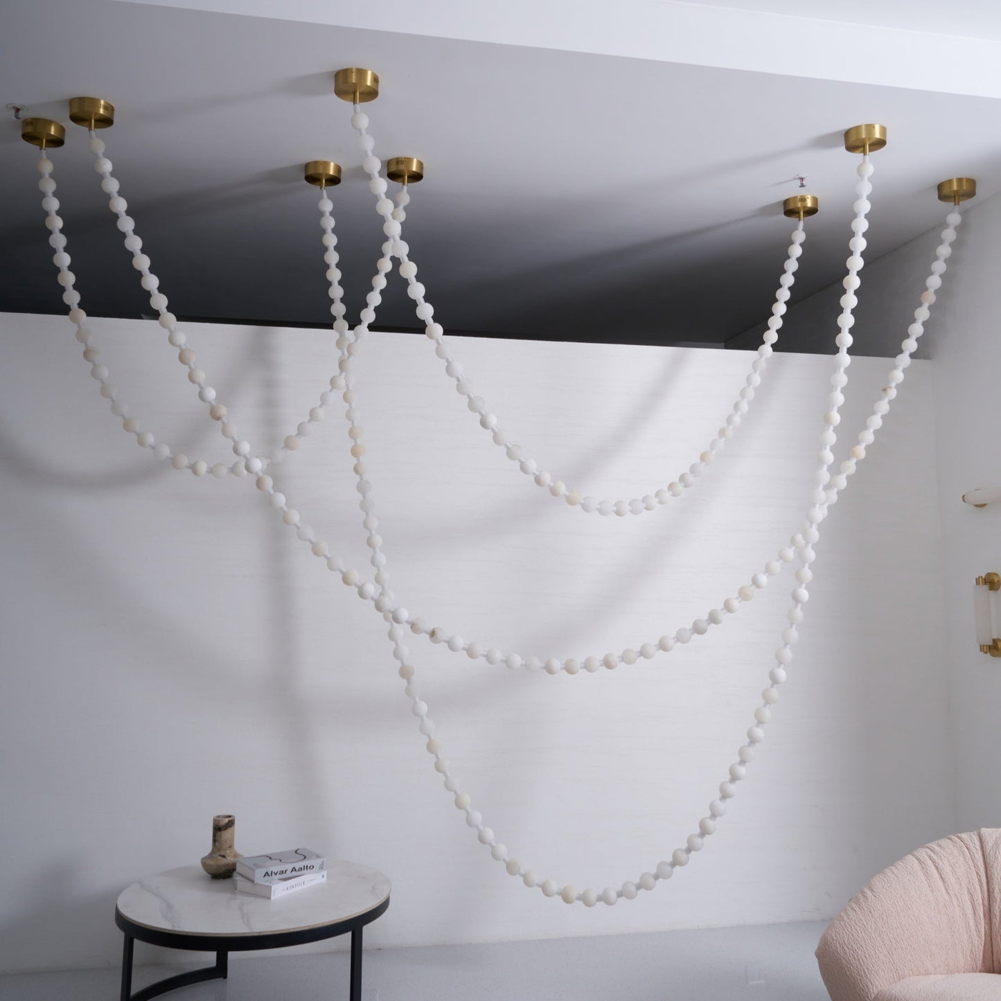Elegant Alabaster Pearl Chandelier Necklace with Adjustable Length