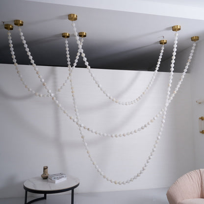 Elegant Alabaster Pearl Chandelier Necklace with Adjustable Length
