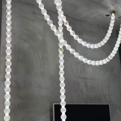 Elegant Alabaster Pearl Chandelier Necklace with Adjustable Length