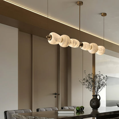 Alabaster Pebble Linear Chandelier - Modern Design, Adjustable Height