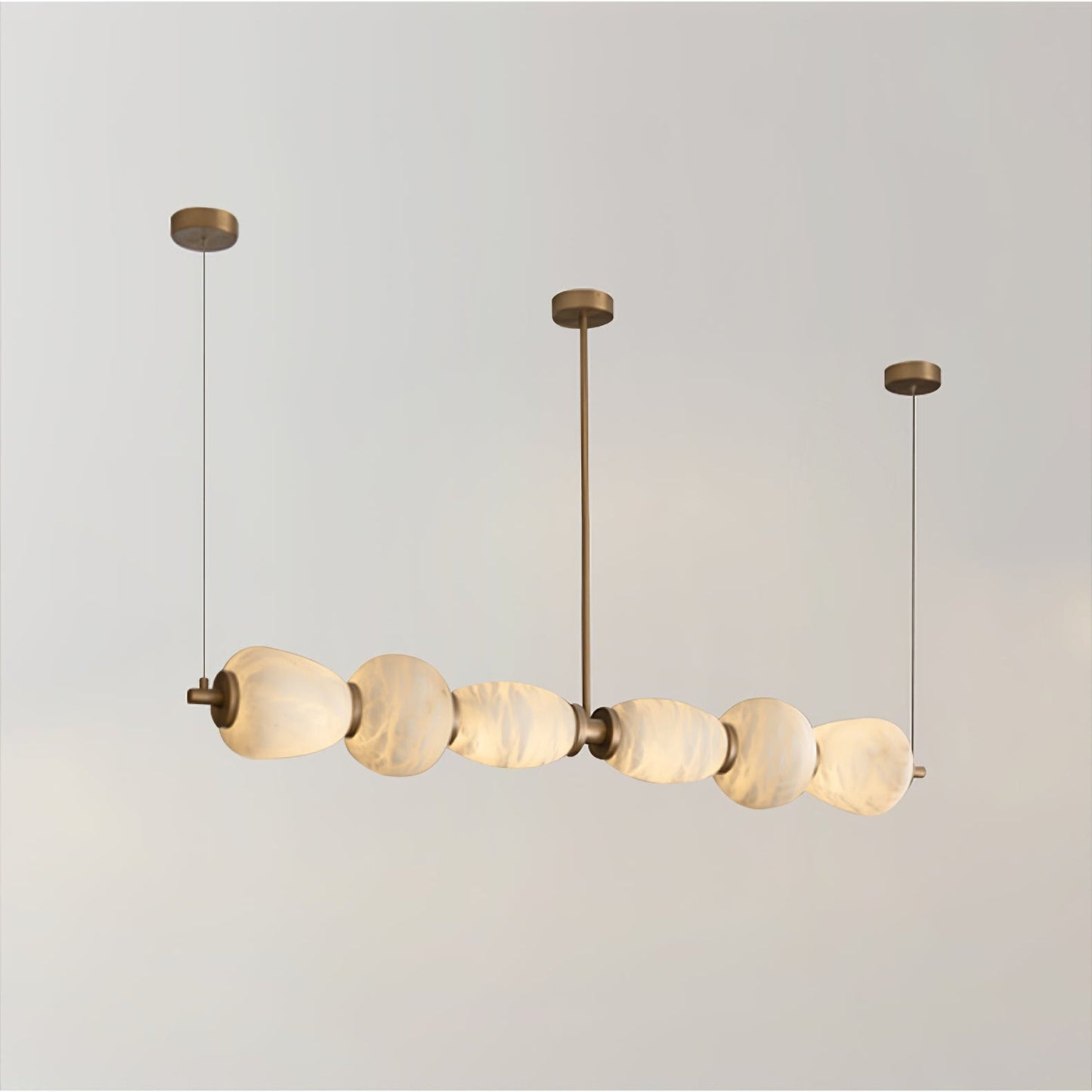 Alabaster Pebble Linear Chandelier - Modern Design, Adjustable Height