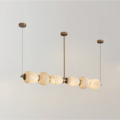 Alabaster Pebble Linear Chandelier - Modern Design, Adjustable Height