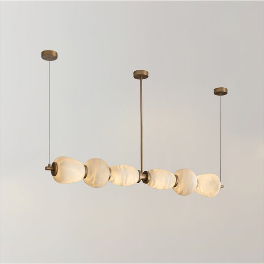 Alabaster Pebble Linear Chandelier - Modern Design, Adjustable Height