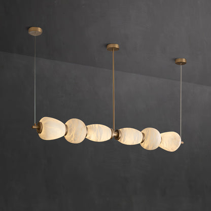 Alabaster Pebble Linear Chandelier - Modern Design, Adjustable Height