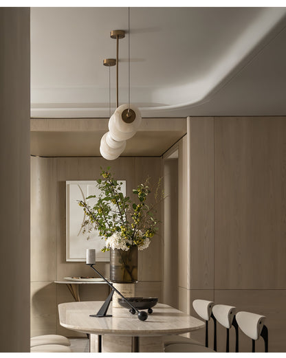 Alabaster Pebble Linear Chandelier - Modern Design, Adjustable Height