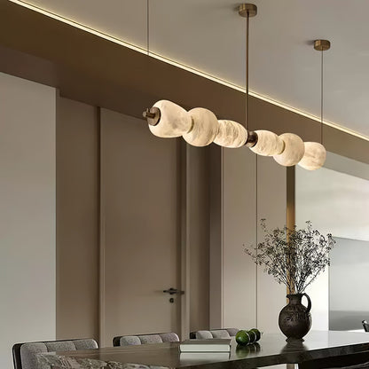 Alabaster Pebble Linear Chandelier - Modern Design, Adjustable Height