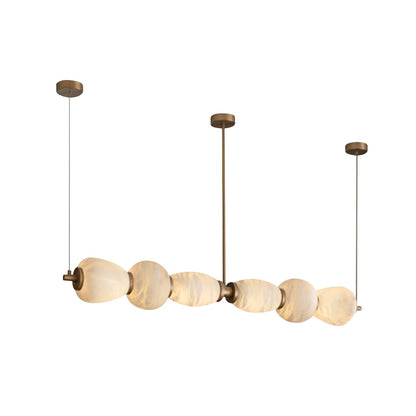 Alabaster Pebble Linear Chandelier - Modern Design, Adjustable Height