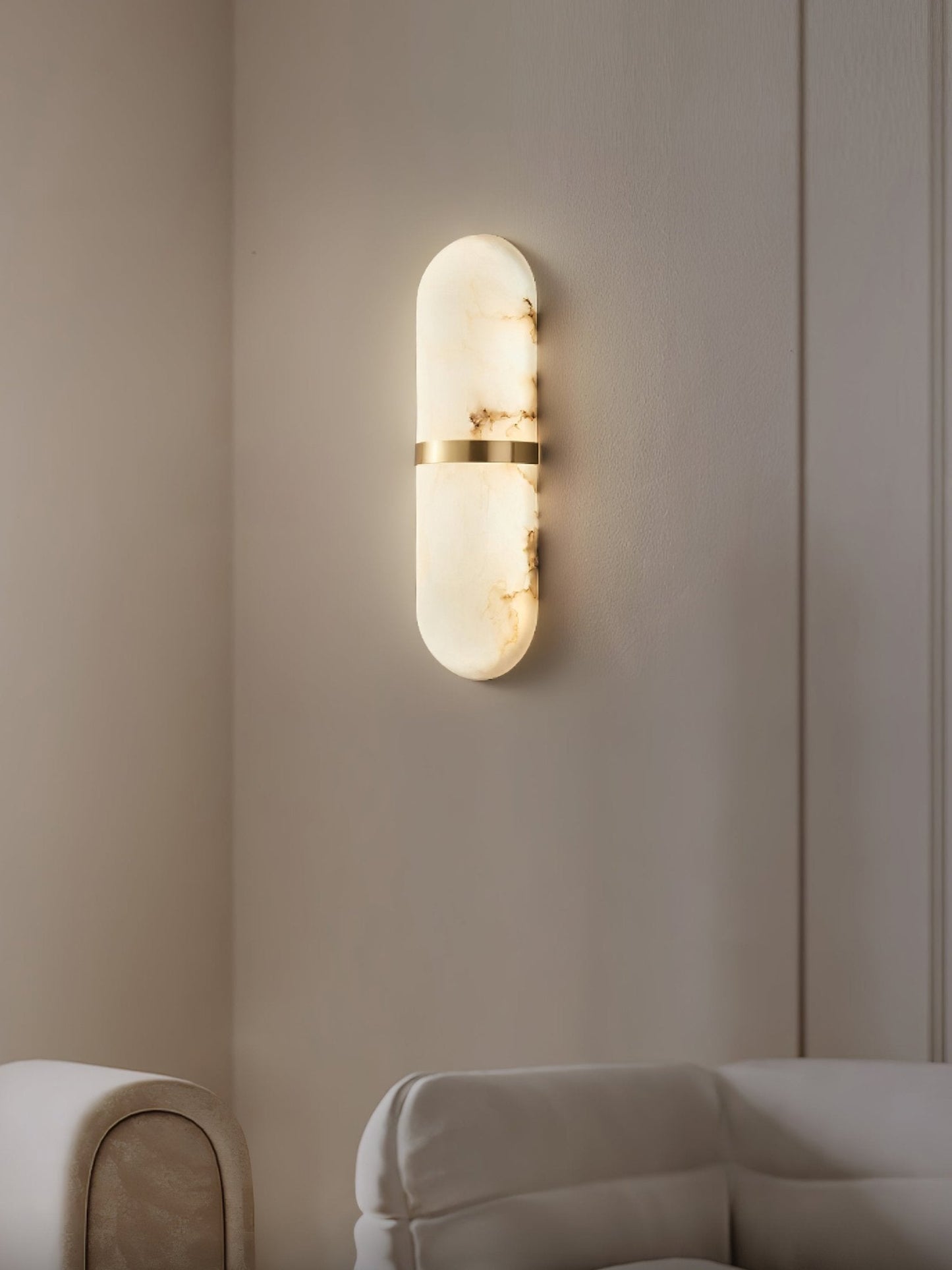 Alabaster Pill Wall Light - Soft Glow, Energy-Efficient Design