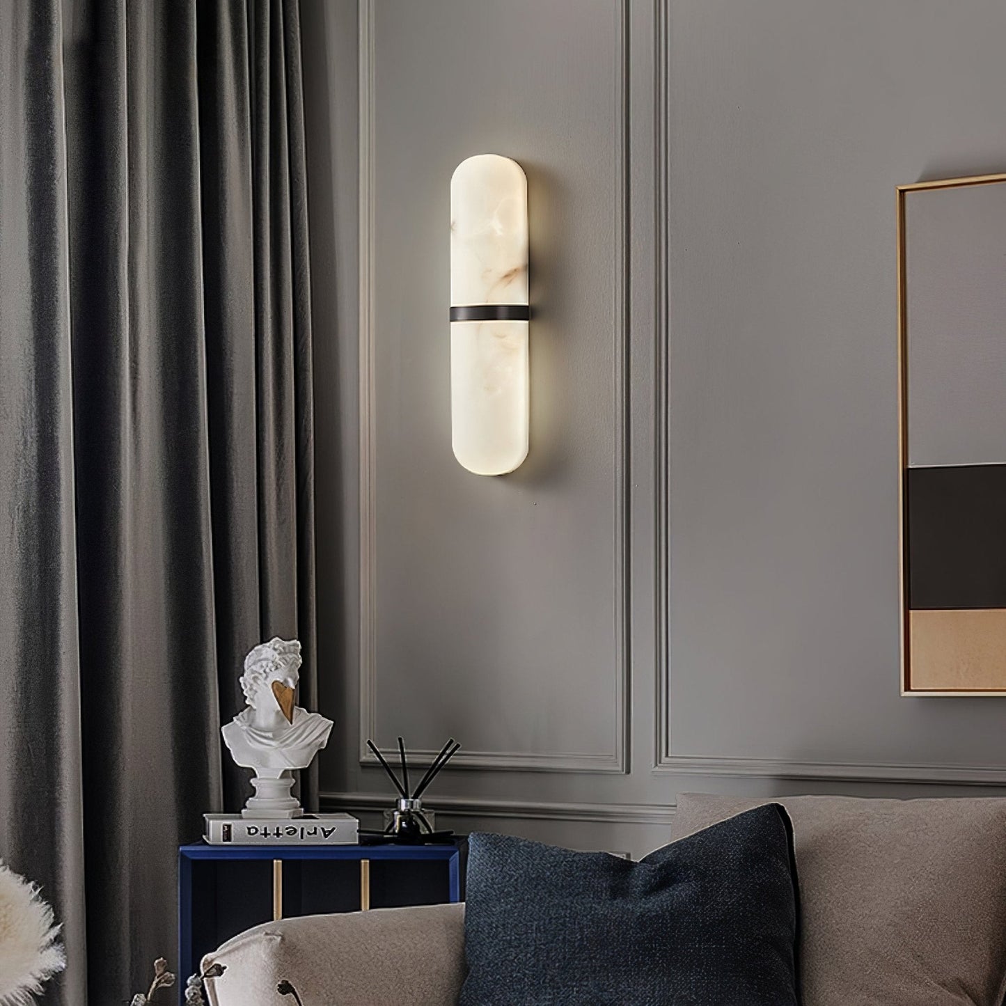 Alabaster Pill Wall Light - Soft Glow, Energy-Efficient Design