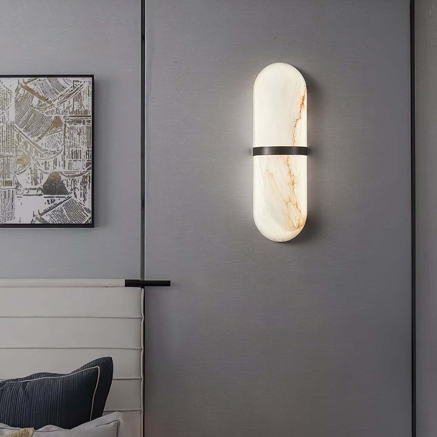 Alabaster Pill Wall Light - Soft Glow, Energy-Efficient Design