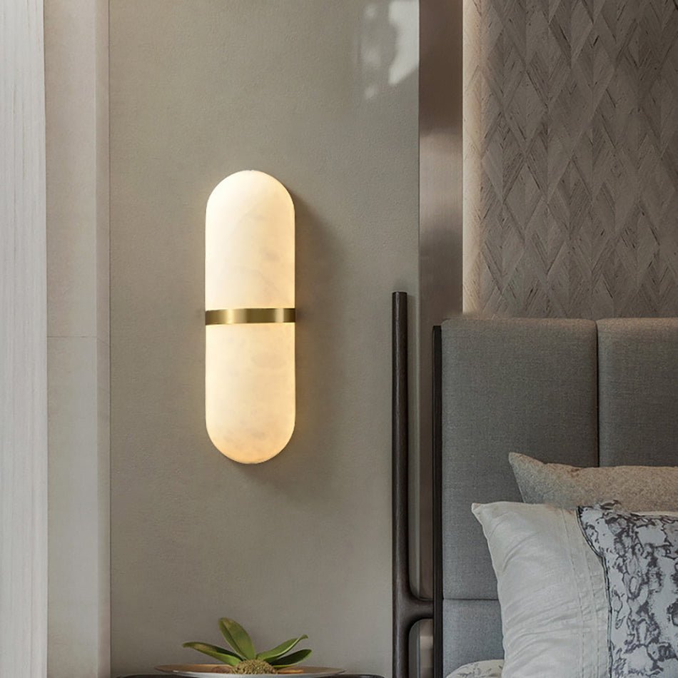 Alabaster Pill Wall Light - Soft Glow, Energy-Efficient Design