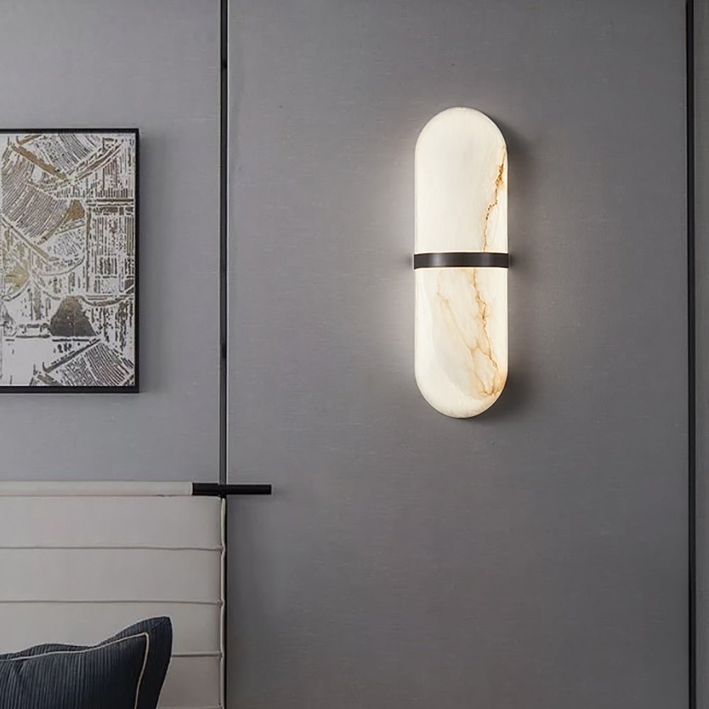 Alabaster Pill Wall Light - Soft Glow, Energy-Efficient Design