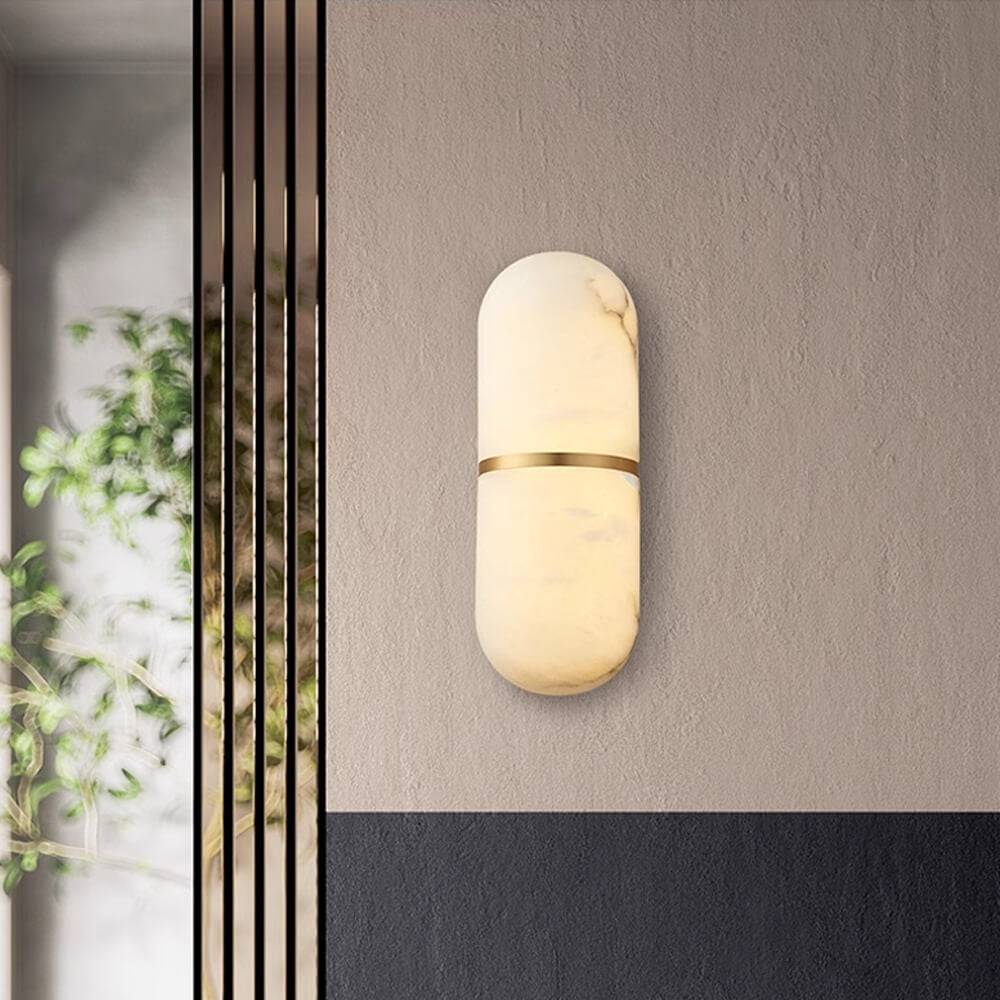 Alabaster Pill Wall Light - Soft Glow, Energy-Efficient Design