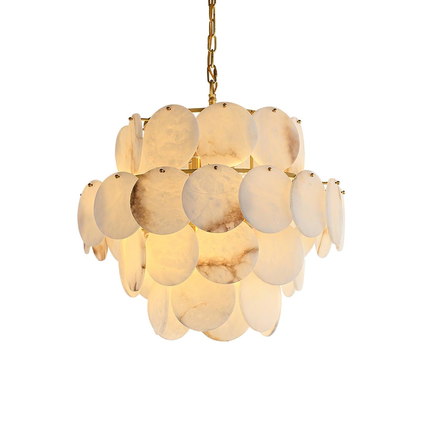 Alabaster Shell Brass Chandelier with Adjustable Height & Elegant Desi